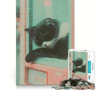 Puzzle da 1000 pezzi raffigurante un gatto nero addormentato,con pezzi a incastro preciso Giocattolo creativo e divertente,ideale per momenti di relax e svago,perfetto come regalo di compleanno