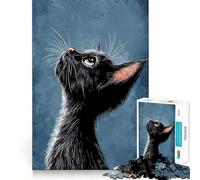 Puzzle da 1000 pezzi raffigurante un gatto nero che guarda in alto,con incastri precisi Gioco divertente e rilassante,ideale per momenti di svago e per decorare la casa durante il periodo natalizio