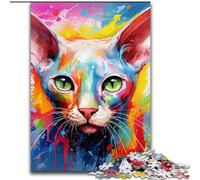 Puzzle da 1000 pezzi raffigurante un gatto senza pelo, per adulti, regalo perfetto per la casa, divertimento in famiglia, dai 14 anni in su (dimensioni 26x38cm)