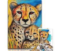 Puzzle da 1000 pezzi raffigurante un ghepardo dipinto a olio, per adolescenti, gioco per famiglie, antistress, sfida difficile, ottimi regali e giocattoli, 75x50cm