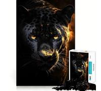 Puzzle da 1000 pezzi raffigurante un giaguaro nero in oro,con incastri precisi,ideale come decorazione,rompicapo,regalo,gioco di pace,opera d'arte natalizia 38x26cm