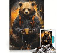 Puzzle da 1000 pezzi raffigurante un giovane orso bruno gioco educativo rilassante e stimolante per la mente ideale come decorazione da scrivania 50x75cm