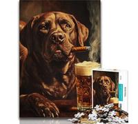 Puzzle da 1000 pezzi raffigurante un Golden Retriever che fuma, per adolescenti e adulti, sfida difficile contro lo stress, per rafforzare l'amore tra coppie, 38x26cm
