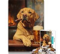Puzzle da 1000 pezzi raffigurante un Golden Retriever che fuma, regalo per adulti, aiuta il cervello ad allenarsi, giocattoli avvincenti per coltivare la pazienza, adatti alle coppie (38x26cm)