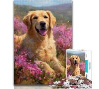 Puzzle da 1000 pezzi raffigurante un Golden Retriever dipinto a olio, per adulti e ragazzi, giocattolo educativo intellettuale decomprimente, regalo di compleanno, regali, arte murale 38x26cm