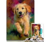 Puzzle da 1000 pezzi raffigurante un Golden Retriever felice, per adulti e adolescenti, antistress, sfida difficile, ideale come regalo per tutta la famiglia, 38x26cm