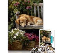 Puzzle da 1000 pezzi raffigurante un Golden Retriever sulla sedia,ideale come regalo per adolescenti,aiuta il cervello a esercitare i giocattoli che creano dipendenza e coltivano la pazienza