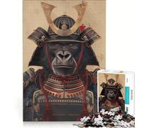 Puzzle da 1000 pezzi raffigurante un gorilla samurai un'opera d'arte da appendere al muro un gioco rompicapo per tutta la famiglia con poster e foglio di curiosità abbinati 50x75cm