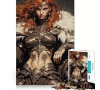 Puzzle da 1000 pezzi raffigurante un guerriero dai capelli rossi con orso e spada, ideale per adulti Gioco di abilità mentale, hobby tranquillo, design e assemblaggio, regalo per le vacanze (50x75cm)
