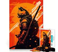 Puzzle da 1000 pezzi raffigurante un guerriero gatto samurai con spada ideale per adulti Gioco di puzzle che stimola la memoria favorisce il rilassamento mentale e facilita il taglio di compleanno