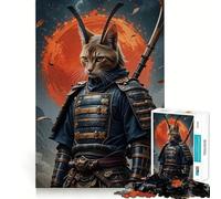 Puzzle da 1000 pezzi raffigurante un guerriero gatto samurai con spada, ideale per adulti, per migliorare la memoria, calmare la mente, creare un design accattivante e un regalo creativo (38x26cm)