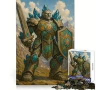 Puzzle da 1000 pezzi raffigurante un guerriero golem di pietra con spada e scudo, ideale per ragazzi, un gioco di logica, leggero e rilassante, con taglio preciso e dal design classico 38x52cm