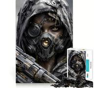 Puzzle da 1000 pezzi raffigurante un guerriero post-apocalittico con maschera e pistola ideale per adolescenti Un gioco che migliora la memoria facile e rilassante con intagli precisi Decorazione