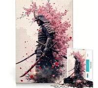 Puzzle da 1000 pezzi raffigurante un guerriero samurai con fiori di ciliegio, ideale per ragazzi, un gioco di logica e relax, con taglio di alta qualità e un tocco artistico (38x26cm)