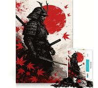 Puzzle da 1000 pezzi raffigurante un guerriero samurai con foglie d'acero rosse, ideale per ragazzi, gioco di logica, gioco di gruppo, taglio di precisione e regalo originale (50x75cm)