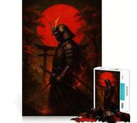 Puzzle da 1000 pezzi raffigurante un guerriero samurai con il sole rosso, per adulti Gioco cognitivo divertente da assemblare e collezione artistica (50x75cm)