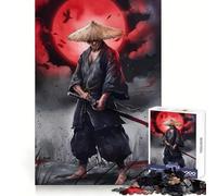 Puzzle da 1000 pezzi raffigurante un guerriero samurai con katana e luna rossa, ideale per adulti e ragazzi Offre un'esperienza rilassante e piacevole, con tagli precisi e un regalo speciale (38x26cm)