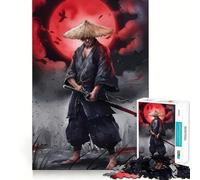 Puzzle da 1000 pezzi raffigurante un guerriero samurai con katana e luna rossa ideale per ragazzi Un gioco di logica solido divertente e rilassante con tagli di precisione