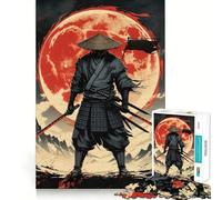 Puzzle da 1000 pezzi raffigurante un guerriero samurai con luna rossa, ideale per ragazzi, un gioco che stimola la mente e crea momenti di serenità Regalo perfetto per le festività (38x52cm)