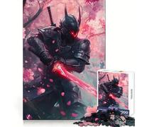 Puzzle da 1000 pezzi raffigurante un guerriero samurai con spada rossa, ideale per adolescenti, un gioco di logica e rilassamento, con bordi sottili e un'opera d'arte da collezione (38x52cm)