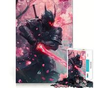 Puzzle da 1000 pezzi raffigurante un guerriero samurai con spada rossa, ideale per adolescenti, un gioco di logica e rilassamento, con bordi sottili e un'opera d'arte da collezione (38x52cm)