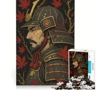 Puzzle da 1000 pezzi raffigurante un guerriero samurai in armatura con foglie d'acero un gioco rompicapo che allena la mente e la manualità ideale come decorazione da scrivania 38x52cm