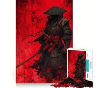 Puzzle da 1000 pezzi raffigurante un guerriero samurai in rosso ideale per ragazzi che stimola la memoria facilita il tempo libero e favorisce la creazione di opere d'arte da appendere al muro