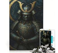Puzzle da 1000 pezzi raffigurante un guerriero samurai nei colori verde acqua e oro un gioco rompicapo per tutta la famiglia con poster e foglio di curiosità abbinati 50x75cm