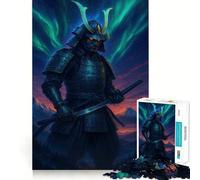 Puzzle da 1000 pezzi raffigurante un guerriero samurai sotto l'aurora boreale, ideale per ragazzi, un gioco di logica e antistress, con taglio preciso e un regalo memorabile (38x26cm)