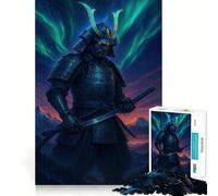 Puzzle da 1000 pezzi raffigurante un guerriero samurai sotto l'aurora boreale, ideale per ragazzi, un gioco di logica e antistress, con taglio preciso e un regalo memorabile (50x75cm)