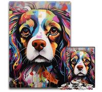 Puzzle da 1000 pezzi raffigurante un King Charles Spaniel con graffiti, idea regalo per adulti, attività per famiglie, decorazioni fai da te per la casa, regalo di Natale 26X38CM/10,23x14,96 pollici