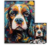Puzzle da 1000 pezzi raffigurante un King Charles Spaniel in stile graffiti,per adulti,in legno,rilassante e divertente,perfetto regalo di Natale e decorazione per la casa,50x75CM/19,68x29,52 pollici.