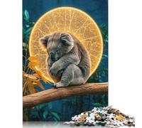 Puzzle da 1000 pezzi raffigurante un koala addormentato con alone dorato, per adulti e adolescenti, puzzle di carta per il divertimento in famiglia e serate di gioco, 1000 pezzi (75x50 cm)