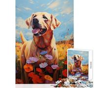 Puzzle da 1000 pezzi raffigurante un Labrador Retriever giallo giocattolo decorazione da parete regalo per compleanni gioco rompicapo con pezzi completamente incastrati e di forma casuale 50x75cm