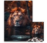 Puzzle da 1000 pezzi raffigurante un leone che nuota nel fiume, per adulti, gioco rompicapo, gioco interattivo per famiglie, adatto dai 14 anni in su, 50x75cm/19,68x29,52 pollici