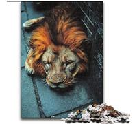 Puzzle da 1000 pezzi raffigurante un leone, per adulti, gioco stimolante e per famiglie, con poster abbinato e foglio di quiz (50x75cm)