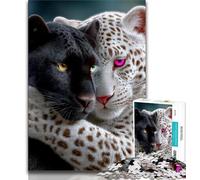 Puzzle da 1000 pezzi raffigurante un leopardo bianco e nero per adulti e ragazzi, un gioco stimolante, ideale come regalo per tutta la famiglia (50x75cm)