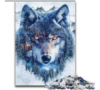 Puzzle da 1000 pezzi raffigurante un lupo ad acquerello, per adolescenti, gioco stimolante e interazione tra genitori e figli in famiglia (50x75cm)