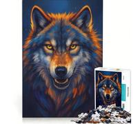 Puzzle da 1000 pezzi raffigurante un lupo con pelliccia blu e arancione un rompicapo stimolante e una sfida impegnativa ideale come regalo per amici e familiari 38x26cm