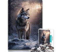 Puzzle da 1000 pezzi raffigurante un lupo in piedi nella neve, regalo per adolescenti, giocattolo educativo intellettuale decomprimente, regalo di compleanno, regali, arte murale (38x26cm)