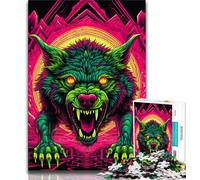 Puzzle da 1000 pezzi raffigurante un lupo per adulti, difficile da completare ma divertente e umoristico, con poster abbinato e foglio di quiz, 38x26cm