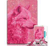 Puzzle da 1000 pezzi raffigurante un lupo rosa, per adulti e adolescenti, antistress, sfida difficile, per migliorare l'amore tra coppie (38x26cm)