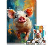 Puzzle da 1000 pezzi raffigurante un maialino da colorare per adolescenti, giocattolo educativo ideale come regalo per tutta la famiglia (38x26cm)
