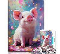 Puzzle da 1000 pezzi raffigurante un maialino, difficile da completare ma divertente e umoristico, regalo di compleanno, regalo, decorazione da parete 38x26cm