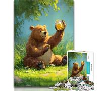 Puzzle da 1000 pezzi raffigurante un orso bruno che mangia miele, per adulti e adolescenti, ideale come regalo per tutta la famiglia, adatto per bambini di età compresa tra 75x50cm e 14 anni