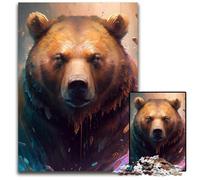 Puzzle da 1000 pezzi raffigurante un orso bruno dipinto, puzzle difficile per adulti, Halloween, Pasqua, Capodanno, 26X38CM/10,23x14,96 pollici.