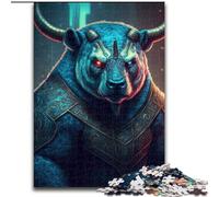 Puzzle da 1000 pezzi raffigurante un orso toro corazzato. Puzzle in cartone di 26x38cm. Perfetto per adolescenti,per rafforzare i legami familiari,come rompicapo e come regalo fai da te per la casa.