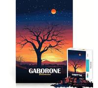 Puzzle da 1000 pezzi raffigurante un paesaggio al tramonto di Gaborone,Botswana Gioco di precisione,attività cerebrale,divertimento per il tempo libero,regalo di compleanno (38x26cm)