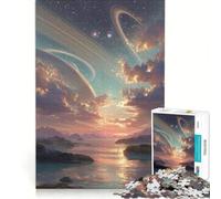 Puzzle da 1000 pezzi raffigurante un paesaggio di esopianeti con anelli e nuvole, gioco interattivo, attività divertenti da fare in casa, ideale come decorazione da scrivania 38x52cm