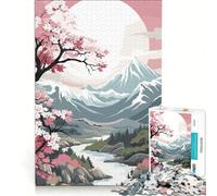 Puzzle da 1000 pezzi raffigurante un paesaggio giapponese con ciliegi in fiore, un gioco impossibile, un'attività divertente da fare in casa, una collezione d'artista, opere d'arte 38x52cm